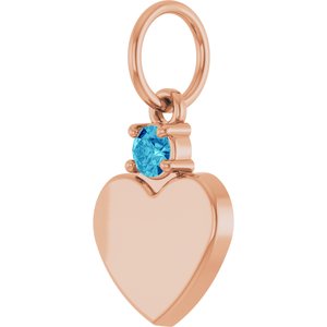 14K Rose Gold Engravable Natural Zircon Heart Pendant – image 2
