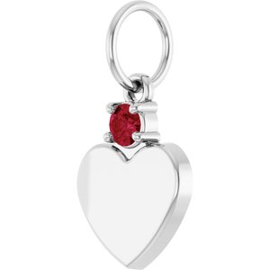 Platinum Engravable Lab-Grown Ruby Heart Pendant – image 2