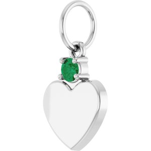 Platinum Engravable Lab-Grown Emerald Heart Pendant – image 2