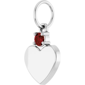 14K White Gold Engravable Natural Mozambique Garnet Heart Pendant – image 2