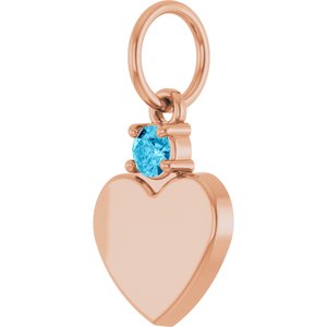 14K Rose Gold Engravable Natural Aquamarine Heart Pendant – image 2