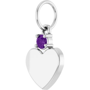 10K White Gold Engravable Natural Amethyst Heart Pendant – image 2