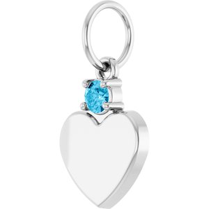10K White Gold Engravable Natural Aquamarine Heart Pendant – image 2