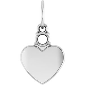 10K White Gold 3 mm Round Engravable Family Heart Pendant Mounting – image 2