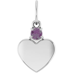 Sterling Silver Engravable Lab-Grown Alexandrite Heart Pendant