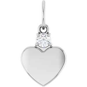 Platinum Engravable 1/10 CT Natural Diamond Heart Pendant