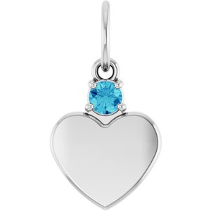 Platinum Engravable Natural Zircon Heart Pendant