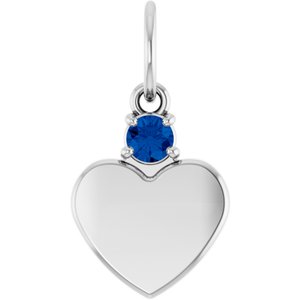 Sterling Silver Engravable Natural Blue Sapphire Heart Pendant