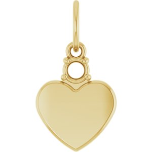 14K Yellow Gold 3 mm Round Engravable Family Heart Pendant Mounting – image 2