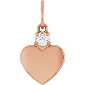 14K Rose Gold Engravable 1/10 CT Lab-Grown Diamond Heart Pendant