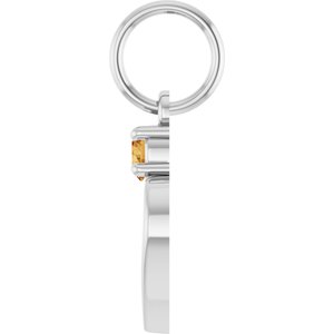 14K White Gold Engravable Natural Citrine Heart Pendant – image 3