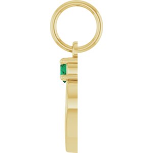 14K Yellow Gold Engravable Lab-Grown Emerald Heart Pendant – image 3