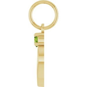 10K Yellow Gold Engravable Natural Peridot Heart Pendant – image 3