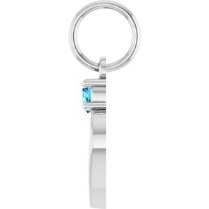 14K White Gold Engravable Natural Zircon Heart Pendant – image 3