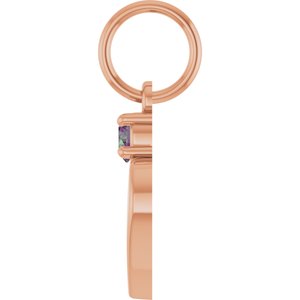 14K Rose Gold Engravable Lab-Grown Alexandrite Heart Pendant – image 3