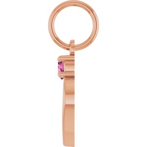 14K Rose Gold Engravable Natural Pink Tourmaline Heart Pendant – image 3