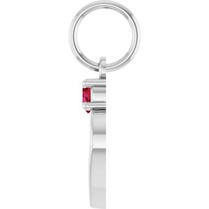 10K White Gold Engravable Natural Ruby Heart Pendant – image 3