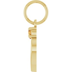 14K Yellow Gold Engravable Natural Citrine Heart Pendant – image 3
