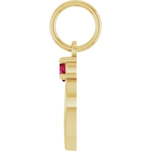 10K Yellow Gold Engravable Natural Ruby Heart Pendant – image 3