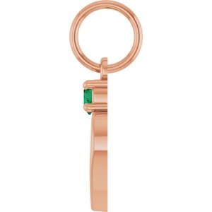 14K Rose Gold Engravable Lab-Grown Emerald Heart Pendant – image 3