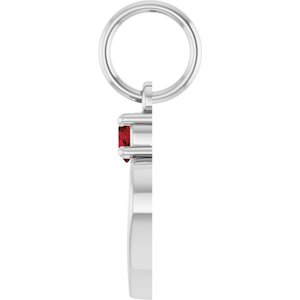10K White Gold Engravable Natural Mozambique Garnet Heart Pendant – image 3