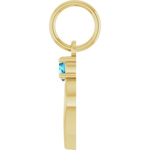 14K Yellow Gold Engravable Natural Zircon Heart Pendant – image 3