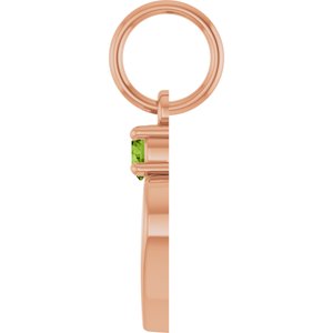 14K Rose Gold Engravable Natural Peridot Heart Pendant – image 3