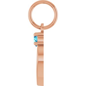 14K Rose Gold Engravable Natural Zircon Heart Pendant – image 3