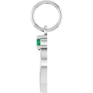 Sterling Silver Engravable Natural Emerald Heart Pendant – image 3