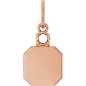 14K Rose Gold 3 mm Round Engravable Family Asscher Pendant Mounting – image 2