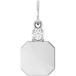 Platinum 3 mm Round Engravable Family Asscher Pendant Mounting