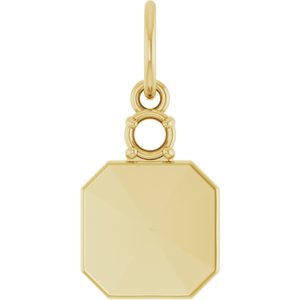 14K Yellow Gold 3 mm Round Engravable Family Asscher Pendant Mounting – image 2