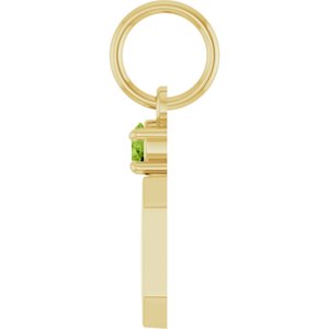 10K Yellow Gold Engravable Natural Peridot Square Pendant – image 3