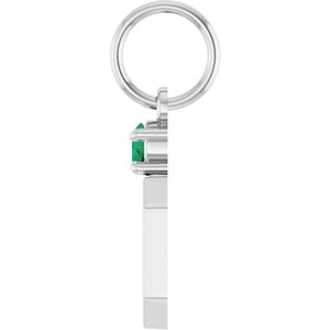 Sterling Silver Engravable Natural Emerald Square Pendant – image 3