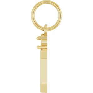 14K Yellow Gold 3 mm Round Engravable Family Asscher Pendant Mounting – image 6