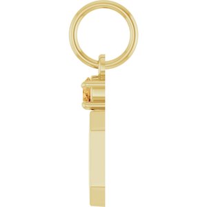 10K Yellow Gold Engravable Natural Citrine Square Pendant – image 3