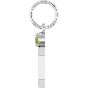 Platinum Engravable Natural Peridot Square Pendant – image 3