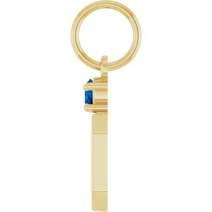 10K Yellow Gold Engravable Natural Blue Sapphire Square Pendant – image 3