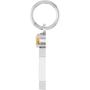Sterling Silver Engravable Natural Citrine Square Pendant – image 3