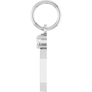 10K White Gold 3 mm Round Engravable Family Asscher Pendant Mounting – image 5