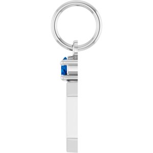 Sterling Silver Engravable Natural Blue Sapphire Square Pendant – image 3