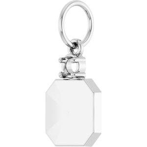 10K White Gold 3 mm Round Engravable Family Asscher Pendant Mounting – image 4