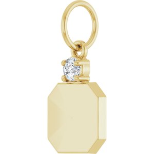 14K Yellow Gold Engravable .03 CT Lab-Grown Diamond Square Pendant – image 2