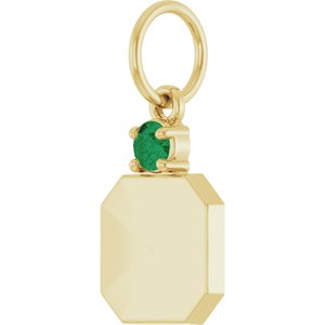 10K Yellow Gold Engravable Lab-Grown Emerald Square Pendant – image 2