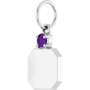 Platinum Engravable Natural Amethyst Square Pendant – image 2