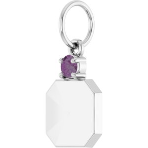 10K White Gold Engravable Lab-Grown Alexandrite Square Pendant – image 2