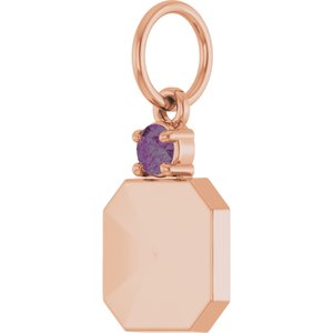 14K Rose Gold Engravable Lab-Grown Alexandrite Square Pendant – image 2