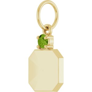 14K Yellow Gold Engravable Natural Peridot Square Pendant – image 2