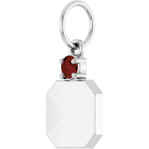 Platinum Engravable Natural Mozambique Garnet Square Pendant – image 2