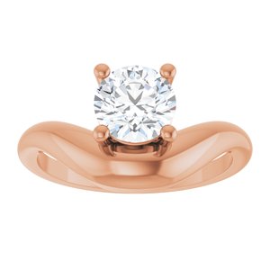 14K Rose Gold 6.5 mm Round Solitaire Ring Mounting – image 5